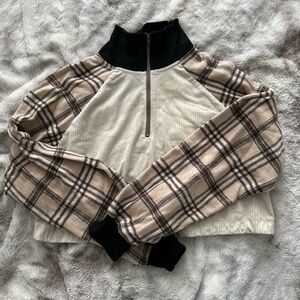 Plaid Beige and Black Women's Sweater